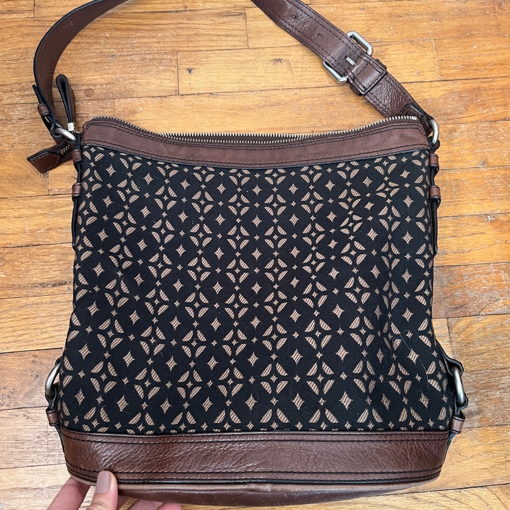 Fossil Black And Brown Patterned Shoulder Bag - image 8